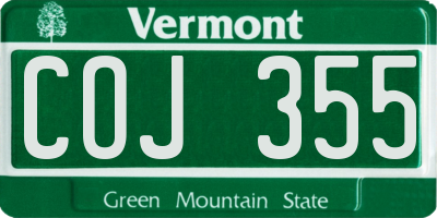 VT license plate COJ355