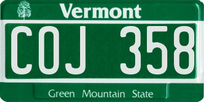 VT license plate COJ358
