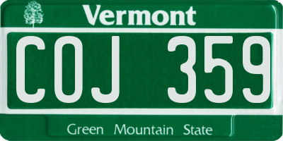 VT license plate COJ359