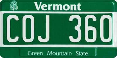 VT license plate COJ360
