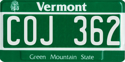 VT license plate COJ362