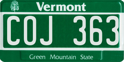 VT license plate COJ363