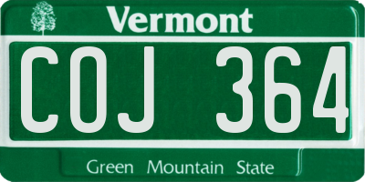VT license plate COJ364