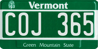 VT license plate COJ365