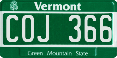 VT license plate COJ366
