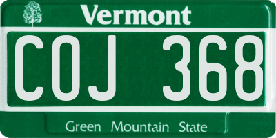 VT license plate COJ368