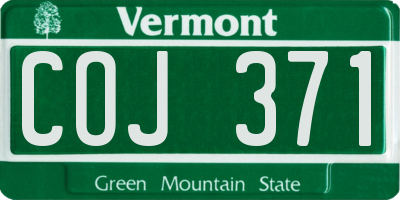 VT license plate COJ371