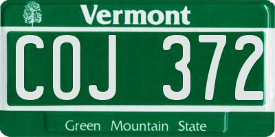 VT license plate COJ372