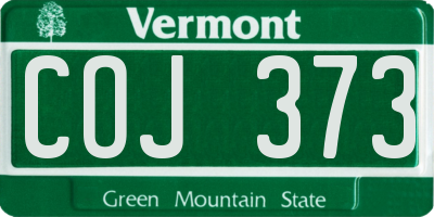VT license plate COJ373