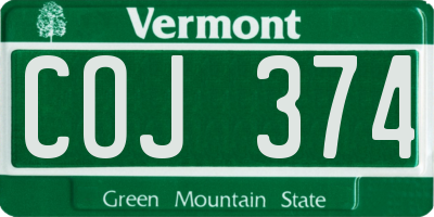 VT license plate COJ374