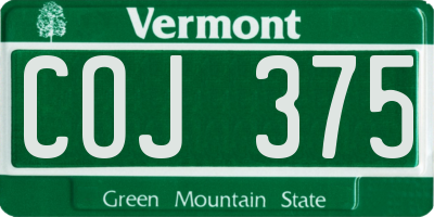 VT license plate COJ375