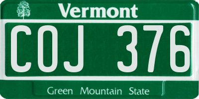 VT license plate COJ376