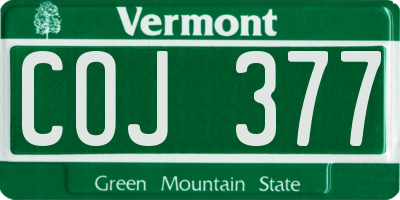 VT license plate COJ377