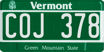 VT license plate COJ378