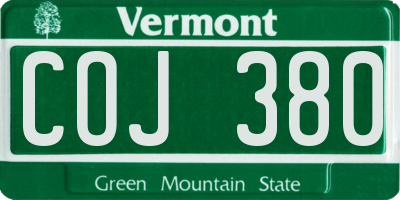 VT license plate COJ380