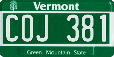 VT license plate COJ381