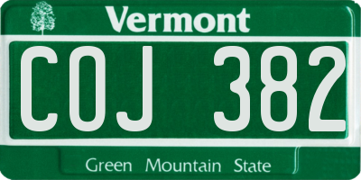 VT license plate COJ382