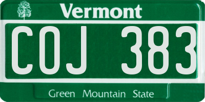 VT license plate COJ383