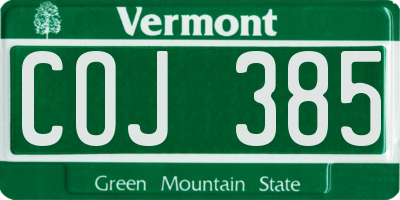 VT license plate COJ385