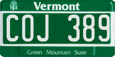 VT license plate COJ389