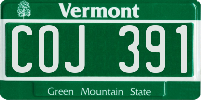 VT license plate COJ391