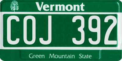 VT license plate COJ392