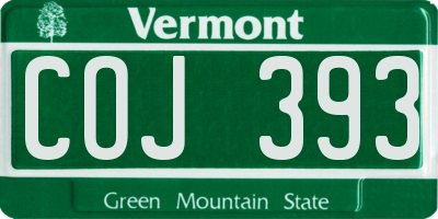 VT license plate COJ393