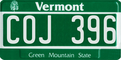 VT license plate COJ396