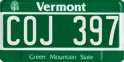 VT license plate COJ397