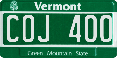VT license plate COJ400