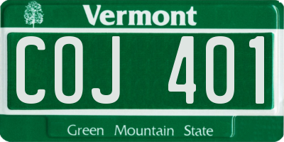 VT license plate COJ401