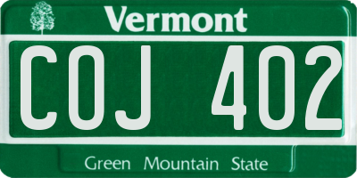 VT license plate COJ402