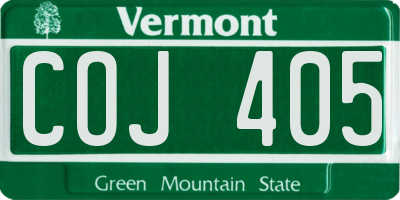 VT license plate COJ405
