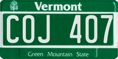 VT license plate COJ407
