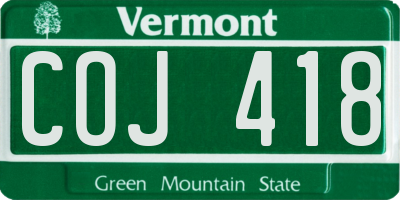 VT license plate COJ418