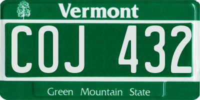 VT license plate COJ432