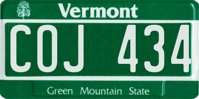 VT license plate COJ434
