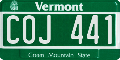 VT license plate COJ441