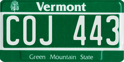 VT license plate COJ443