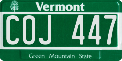 VT license plate COJ447