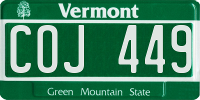 VT license plate COJ449