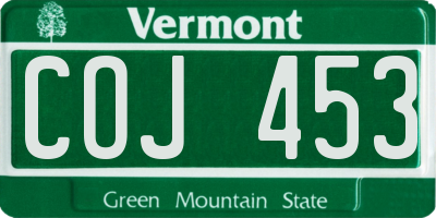 VT license plate COJ453