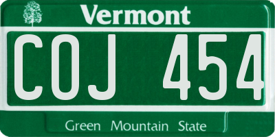 VT license plate COJ454