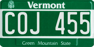 VT license plate COJ455