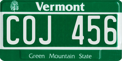 VT license plate COJ456