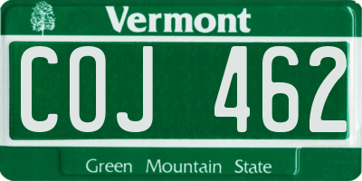VT license plate COJ462