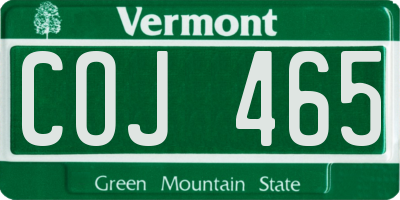 VT license plate COJ465