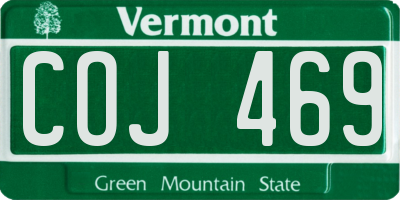 VT license plate COJ469