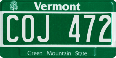 VT license plate COJ472