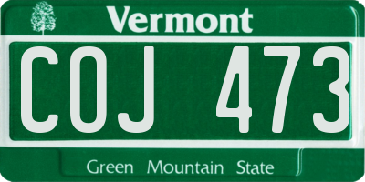 VT license plate COJ473